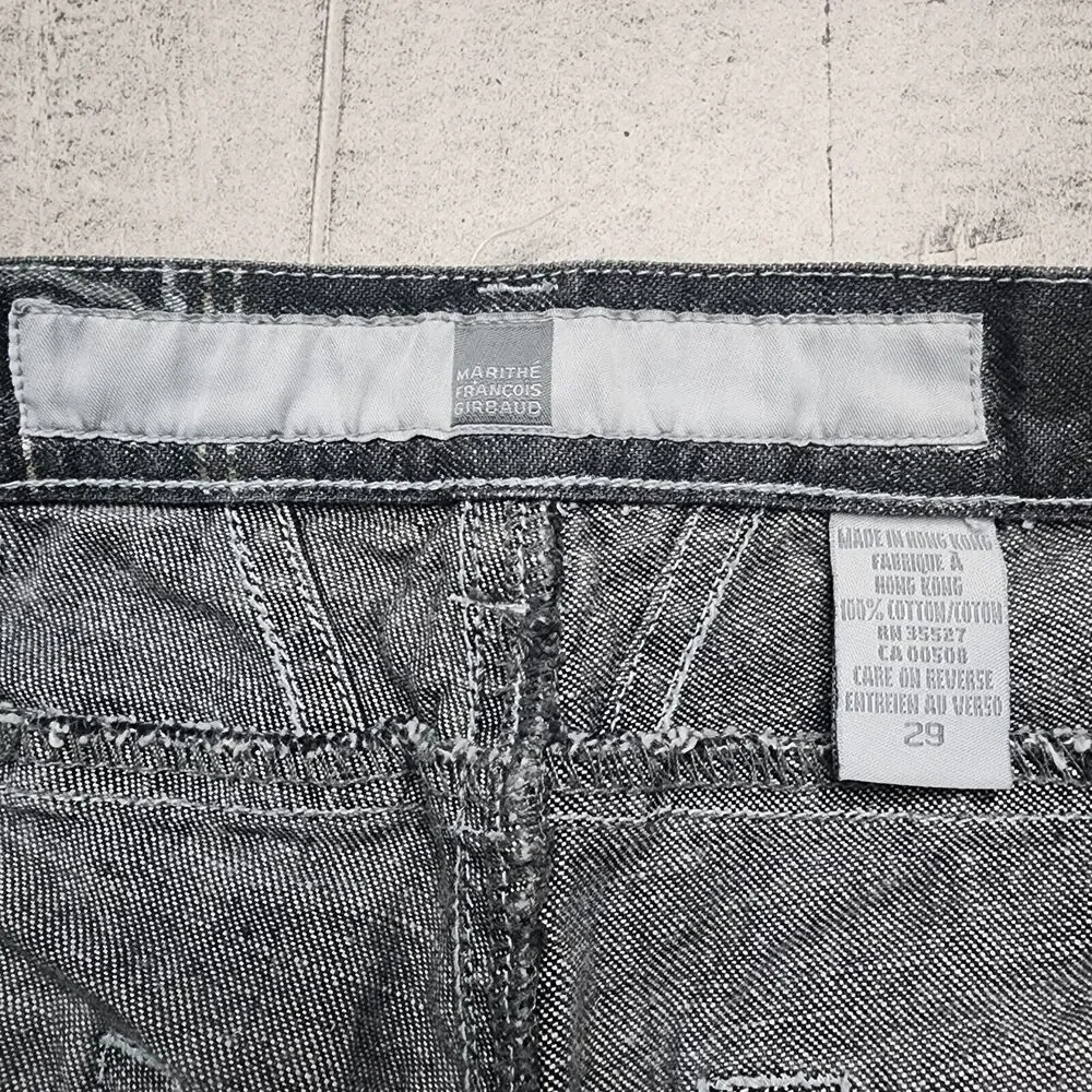 VINTAGE Marithe Francois Girbaud Jeans Men 29 Black All Over‎ Print 29x30 Flared